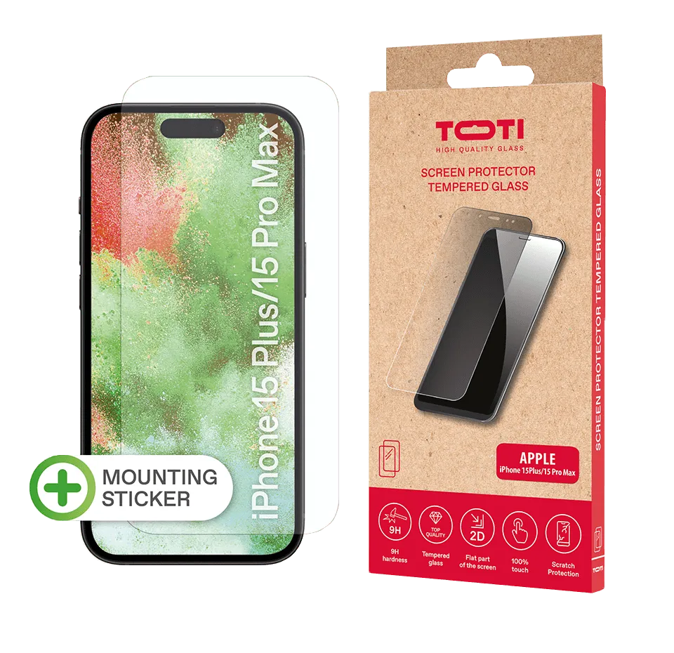 Aps. Stiklas 2D Tempered Glass iPhone 15 Plus/15 Pro Max (Toti)