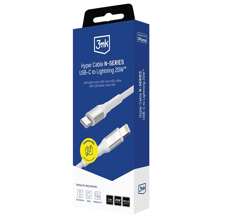 Laidas USB-C to Lightning 1m, 9V, 2A, 20W (3mk)