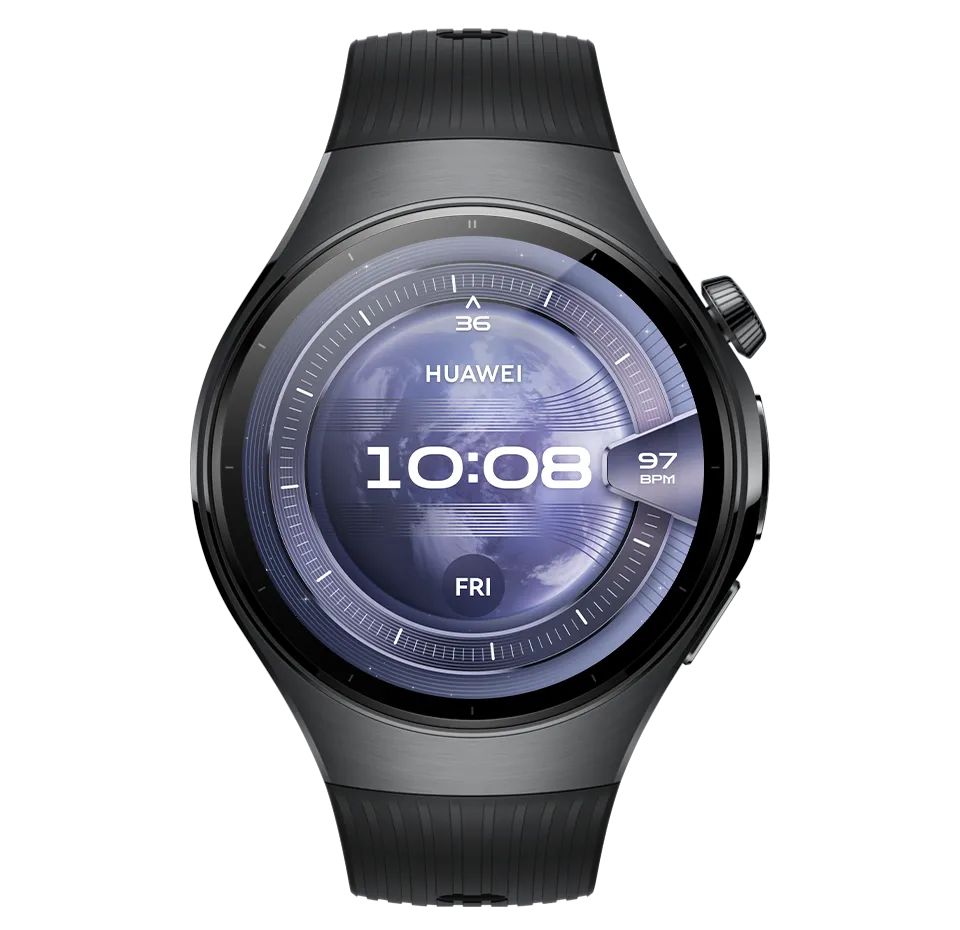 Išmanusis laikrodis Huawei Watch 5 46mm LTE, Stainless Steel Case with Black Fluoroelastomer Strap