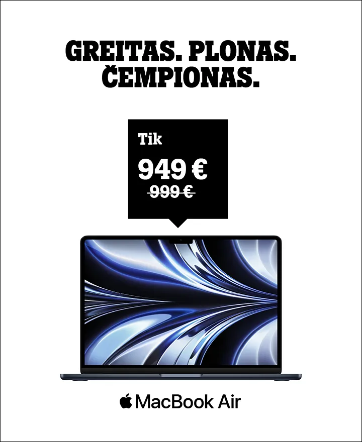 Greitas. Plonas. Čempionas. Macbook Air kompiuteris tik 949 €!