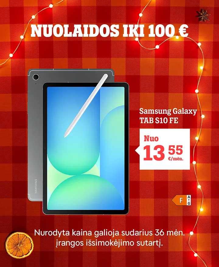 Nuolaidos iki 100 €. Samsung Galaxy TAB S10 FE nuo 13,55 €/mėn.