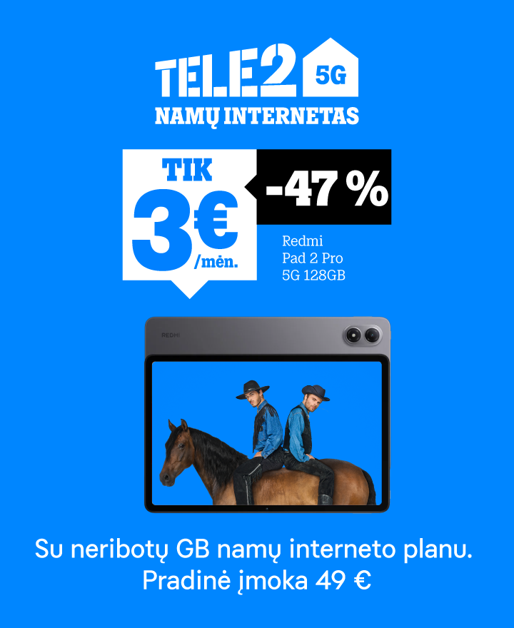 Xiaomi Redmi Pad 2 Pro 5G (128 GB) - 47 %.  Galioja tik su Neriboti GB 5G Namų interneto planu.