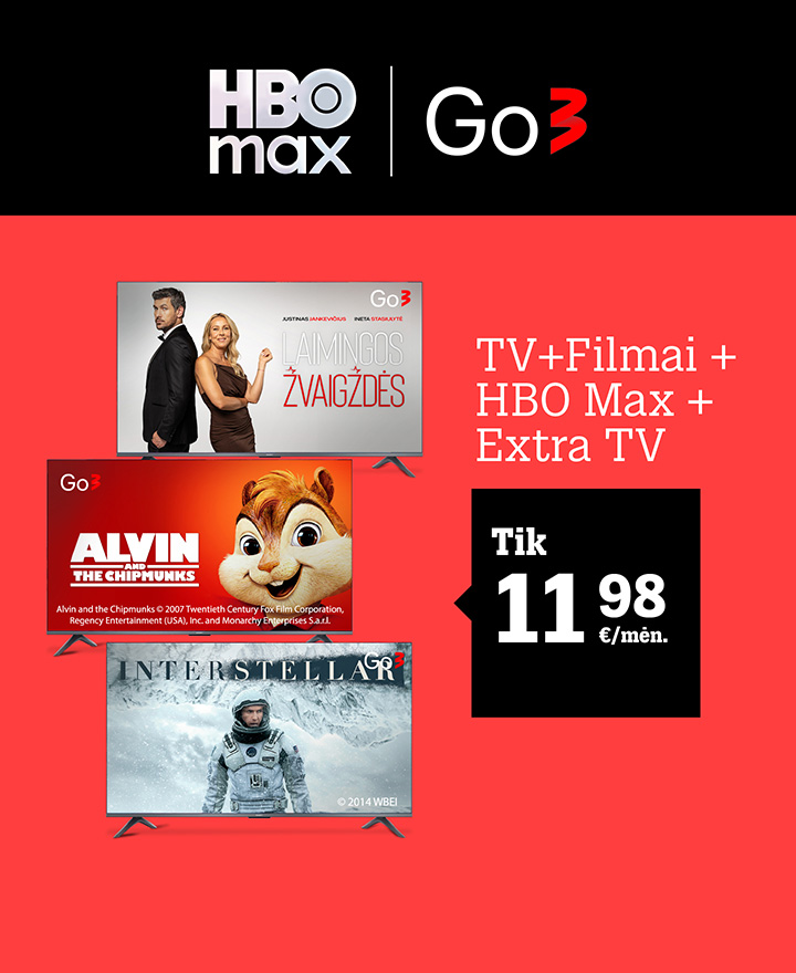 HBO MAX GO3 mėnesius. TV+Filmai + HBO Max + Extra TV. Tik 11,98 €/mėn. Pąsiūlymo sąlygos tele2.It