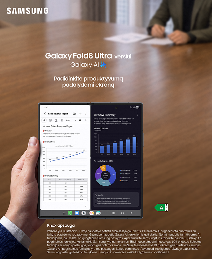 Naujieji Samsung Galaxy Fold8 Ultra telefonai jūsų verslui. Užsisakykite jau dabar.