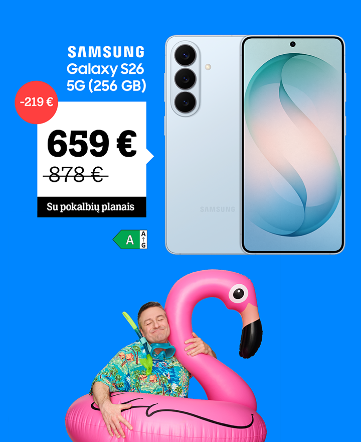 Samsung Galaxy S26 tik 659 €. Su pokalbių planais.
