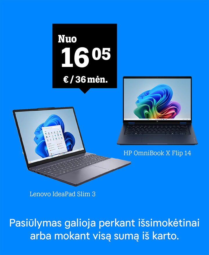 Lenovo Idea Pad Slim 3 nuo 16,05 € / mėn. Pasiūlymas galioja perkant išsimokėtinai arba mokant visą sumą iš karto.