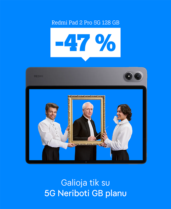 Xiaomi Redmi Pad 2 Pro 5G (128 GB) - 47 %.  Galioja tik su Neriboti GB 5G Namų interneto planu.