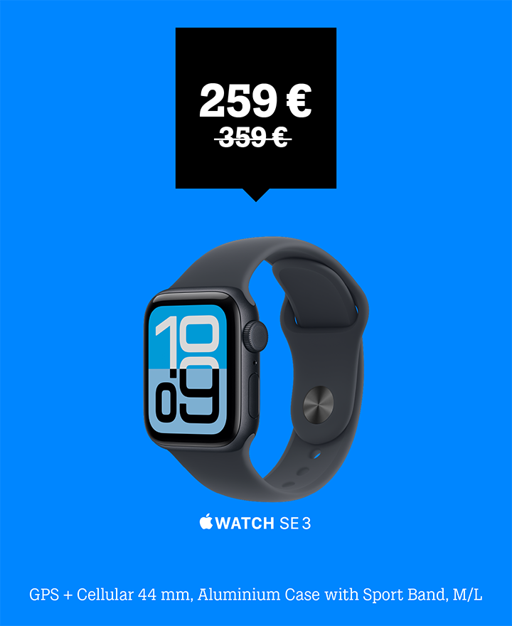 Išmanusis laikrodis Apple Watch SE 3GPS + Cellular,Aluminium Case (44 mm), Sport Band, M/L dabar 100 eurų pigiau - vietoje 359 eurų mokėkite tik 259 eurus.