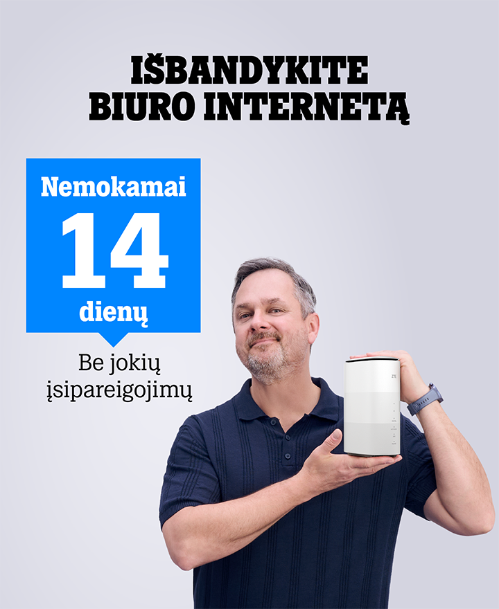 Reikia greito ir stabilaus interneto? 5G biuro internetas 6 mėn. nemokamai. Sudarius 24 mėn. sutartį.