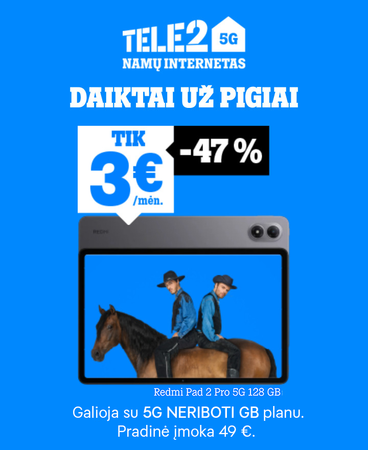 Xiaomi Redmi Pad 2 Pro 5G (128 GB) - 47 %.  Galioja tik su Neriboti GB 5G Namų interneto planu.